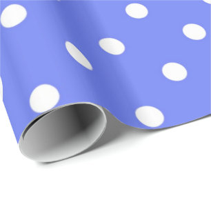 Classic, cool, white and blue polka dots wrapping paper
