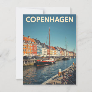 Classic Copenhagen Nyhavn Harbor Postcard