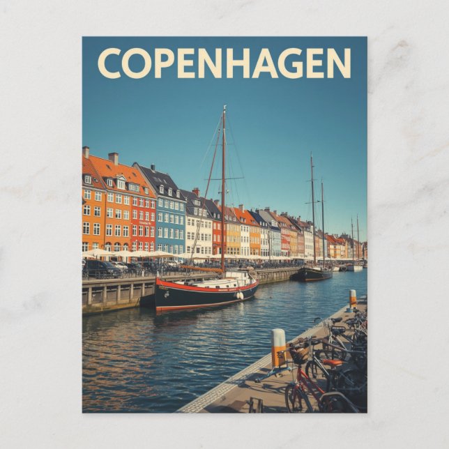 Classic Copenhagen Nyhavn Harbour Postcard (Front)