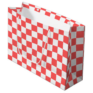 Classic coral red chequerboard large gift bag
