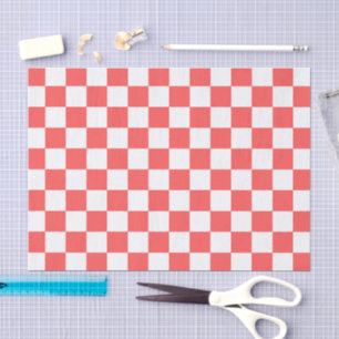 Classic coral red chequerboard tissue paper