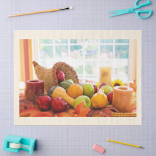 Classic Cornucopia Harvest Table Thanksgiving Tissue Paper
