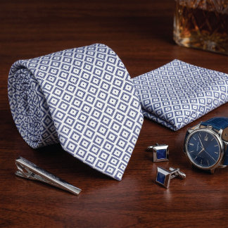 Classic Corporate Geometric Tile Pattern Tie