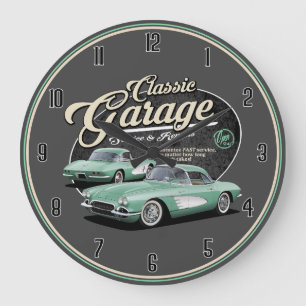 Classic Corvette Garage Large Clock