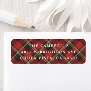 Classic Cosy Plaid Christmas Holiday Address Return Address Label