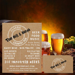 Classic Country Pub Logo, Pub/Brewery Advertising Flyer