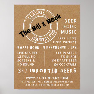 Classic Country Pub Logo, Pub/Brewery Advertising Poster
