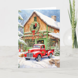 Classic Country Winter Farmhouse Merry Christmas Holiday Card