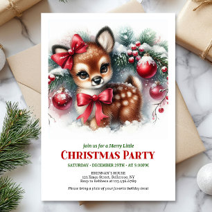 Classic cozy fawn snowy forest scene Christmas  Invitation