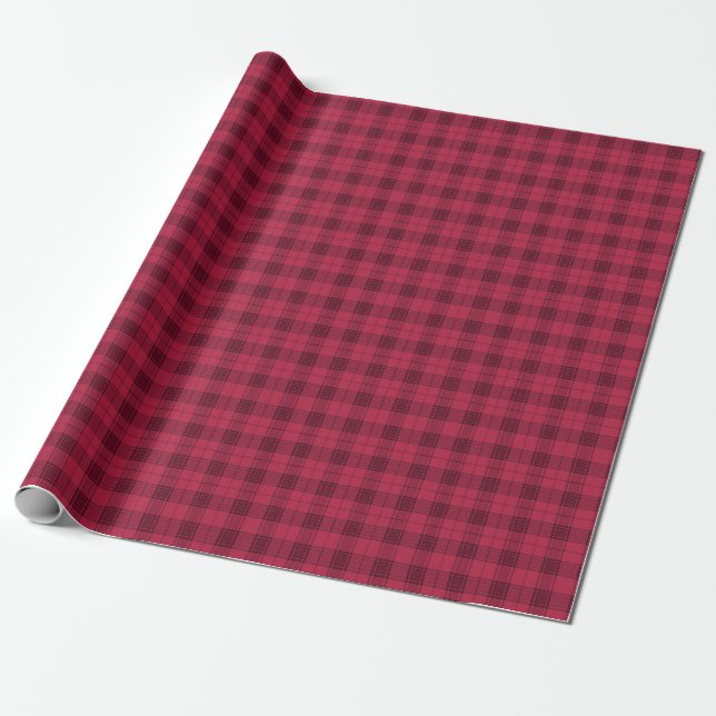  Classic Cranberry and Deep Maroon Buffalo Check Wrapping Paper (Unrolled)