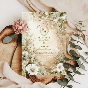 Classic Cream and Gold Botanical Wedding Invitation
