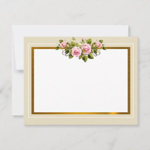 Classic Cream and Gold Frame with Pink Roses Card