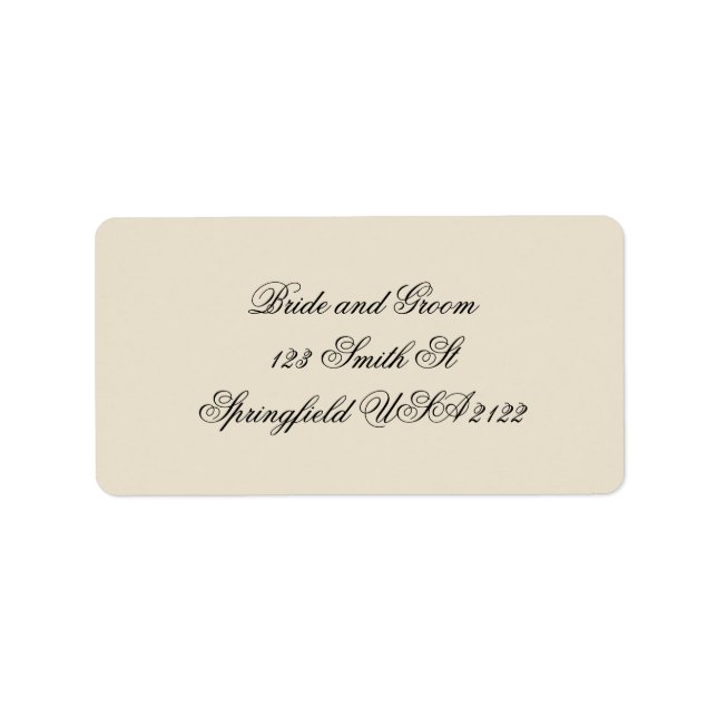 Classic Cream & Black Minimalist Elegant Wedding Label (Front)