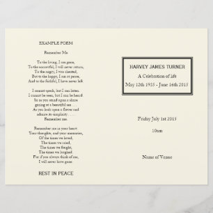 Classic Cream Order of Service Funeral Program