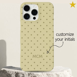 Classic Creamy Beige Custom Monogram Polka Dot iPhone 16 Pro Max Case