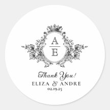 Classic Crest Monogram Black and White Wedding
