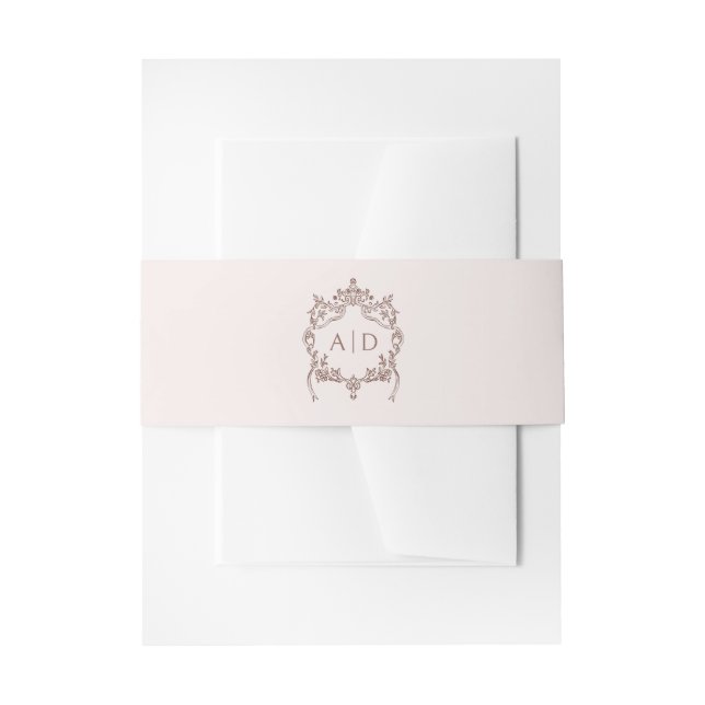 Classic Crest Wedding Monograms Invitation Belly Band (Front Example)