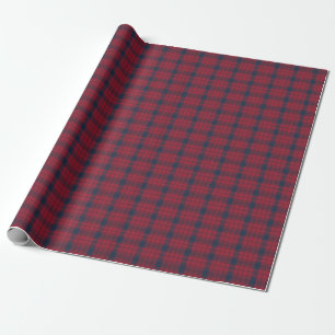 Classic Crimson and Navy Blue Tartan Plaid Gift Wrapping Paper