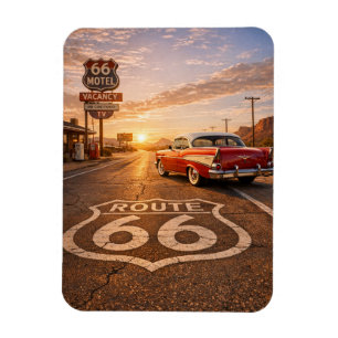 Classic Crimson Cruiser Desert Horizon Sunset Magnet
