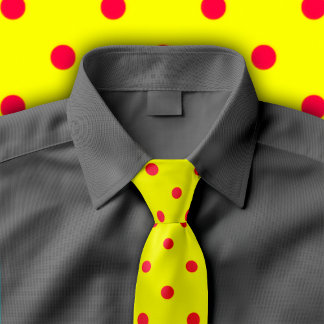 Classic Crimson Polka Dots on Yellow Tie