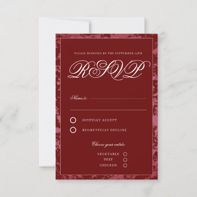 Classic Crimson Red Elegant RSVP Card (Front)