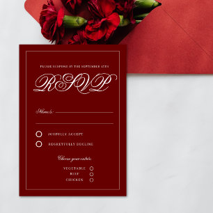 Classic Crimson Red Minimal Elegant Vintage RSVP Card