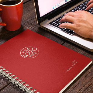 Classic Crimson Red Modern Logo Weekly Planner