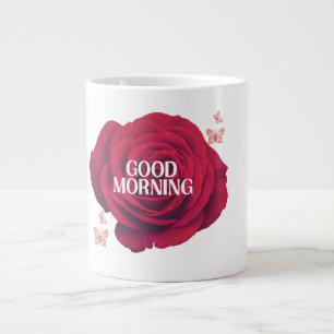 Classic Crimson Rose "Good Morning" Commemorative Large Coffee Mug