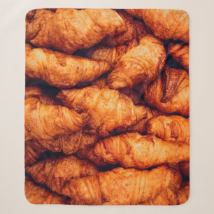 Classic croissants, top view sherpa blanket