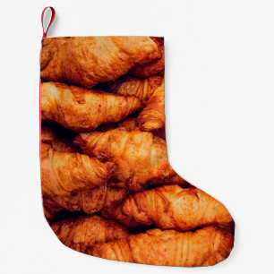 Classic croissants, top view small christmas stocking