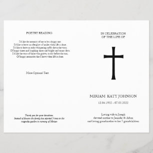 Classic Cross, elegant foldable memorial Flyer
