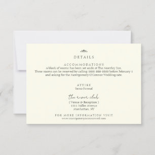 Classic Crown Ivory Wedding Details Card