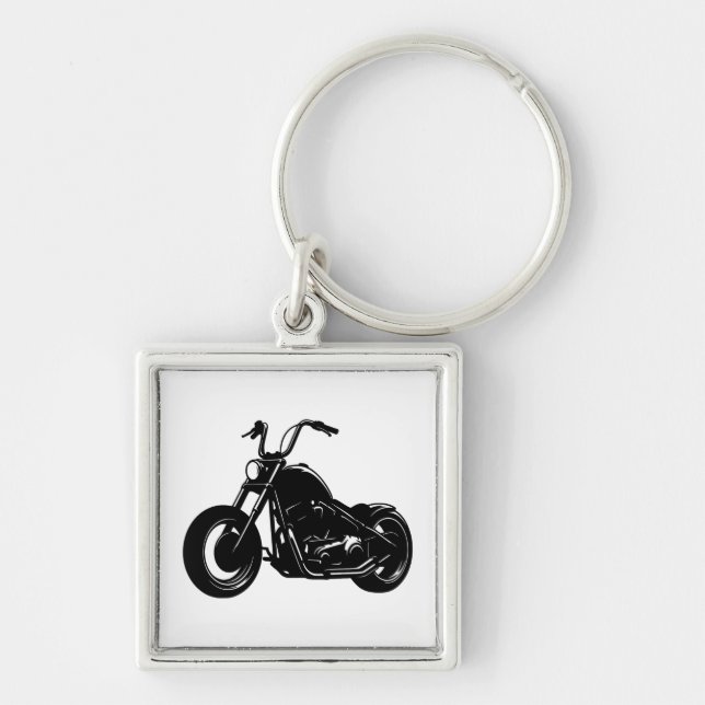 Classic Cruiser Motorcycle Design Key Ring (Front)