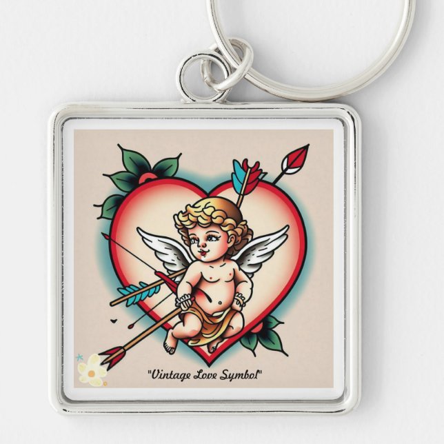 Classic Cupid Bow Tattoo Key Ring (Front)