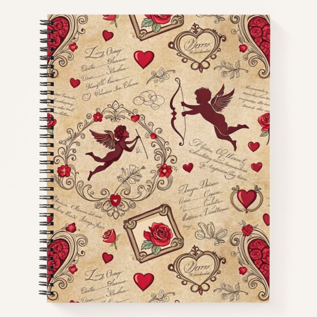 Classic Cupid Valentine Victorian Love Notebook (Front)