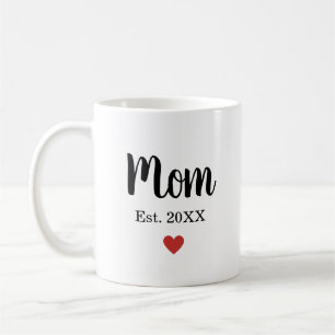 Classic Cursive Mum Established Year Little Heart Coffee Mug