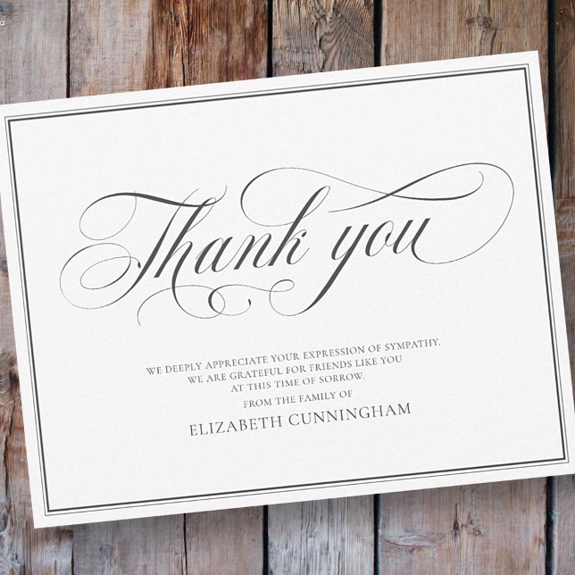Classic Cursive Script Calligraphy Frame Memorial Thank You Card (Creator Uploaded)