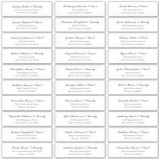 Classic Cursive Script Wedding Guest Names Address