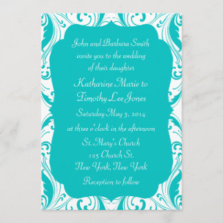 Classic Curves Teal Wedding Invitation