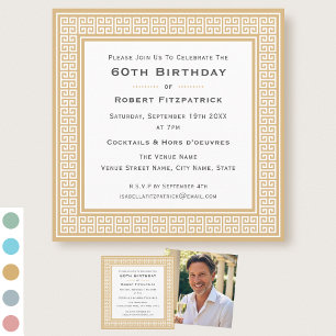 Classic Custom Age Photo Birthday Party Gold Invitation