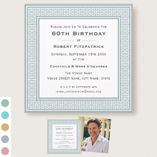 Classic Custom Age Photo Birthday Party Gray Invitation