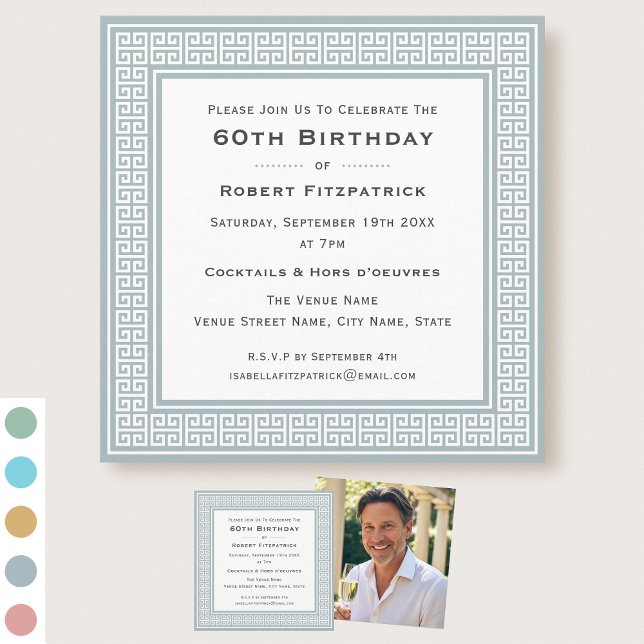 Classic Custom Age Photo Birthday Party Grey Invitation (Creator Uploaded)