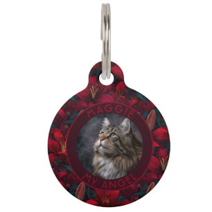 Classic Custom Animal Lover Gift Lilies Flower Pet Tag
