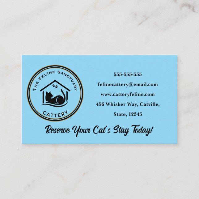 Classic Custom Cattery Business Card  (Front)