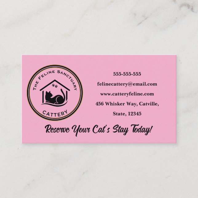 Classic Custom Cattery Business Card  (Front)