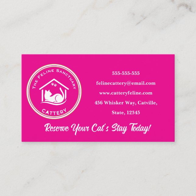Classic Custom Cattery Business Card  (Front)