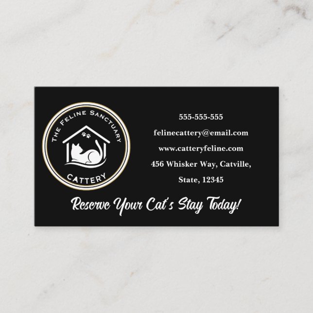 Classic Custom Cattery Business Card  (Front)