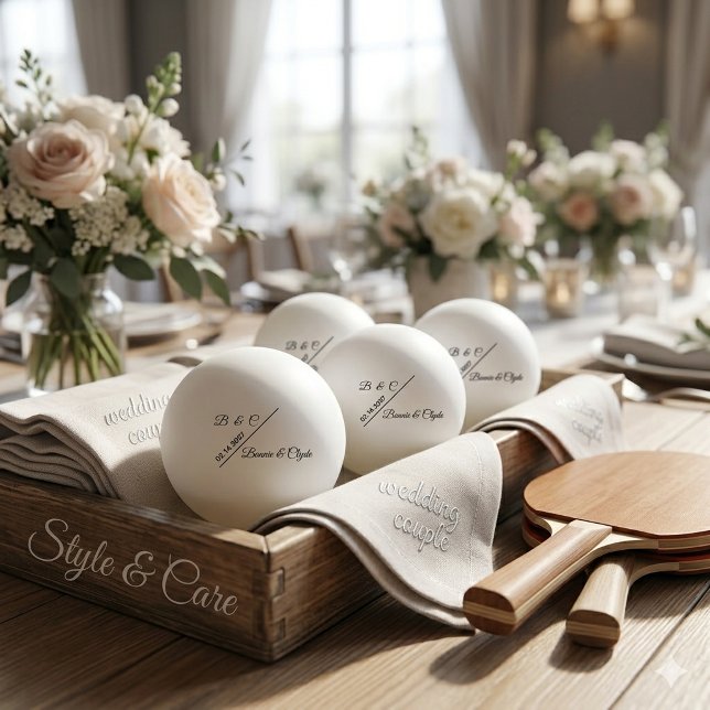 Classic Custom Couple Monogram Names Date Ping Pong Ball (Classic Custom Couple Monogram Names Date Ping Pong Ball)