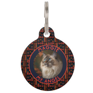 Classic Custom Fur Dad Gift Ethnic Pattern Pet Tag