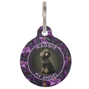 Classic Custom Kitten Owner Gift Lilies Floral Pet Tag